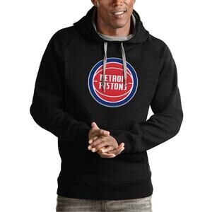 NWT Detroit Pistons Antigua Team Logo Victory Pullover Hoodie Black S (MSRP $95)
